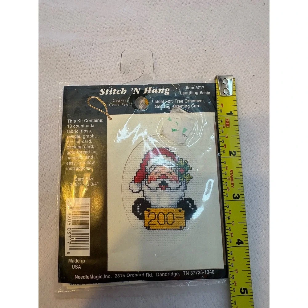 NeedleMagic Stitch N Hang Laughing Santa Counted‎ Cross Stitch Kit 3717 Vintage